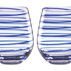 Striped Stemless Wine Glasses - Set of 2