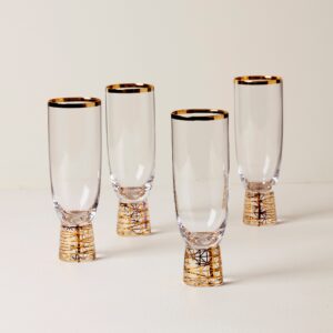 Gold Frost Champagne Flutes - Set of 4