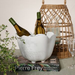 Matte White Ceramic Wine Cooler Ice Bucket Planter