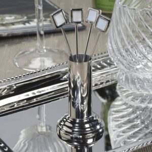Polished Nickel Cocktail Picks with Stand Set of 4