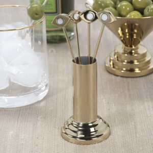 Gold Cocktail Picks with Stand Set of 4