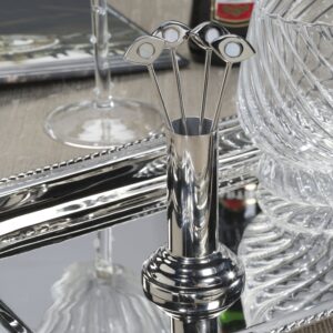 Polished Nickel Cocktail Picks with Stand Set of 4