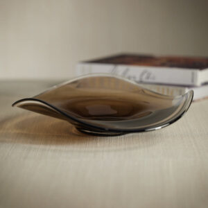 Taupe Wave Glass Bowl - 13.75 in