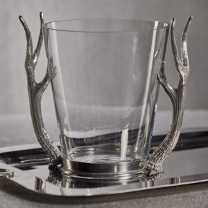 Glass Champagne Bucket with Pewter Antler Handles